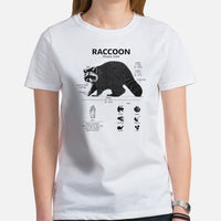 Anatomy of A Raccoon T-Shirt - Trash Panda & Street Cat Shirt - Gift for Raccoon Lovers - Wildlife Rescue & Biology, Zoology Shirt - White, Women