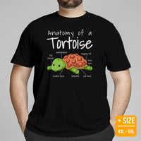 Anatomy of A Tortoise T-Shirt - Loggerhead, Land, Sea & Nautical Turtle Shirt - Reptile Shirt - Gift for Turtle Dad/Mom & Lovers - Black, Plus Size