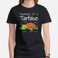 Anatomy of A Tortoise T-Shirt - Loggerhead, Land, Sea & Nautical Turtle Shirt - Reptile Shirt - Gift for Turtle Dad/Mom & Lovers - Black, Women