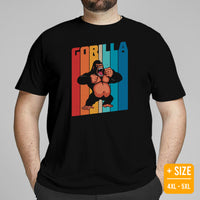 Ape T-Shirt - Gorilla Tee Shirt - Gifts for Outdoorsmen, Campers, Nature & Animal Lovers - Chimp Shirt - Vintage Angry Gorilla T-Shirt - Black, Plus Size