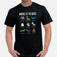 Camping Shirt - Gifts for Outdoorsmen, Campers, Hunters, Nature & Animal Lovers - Bat, Raccoon, Bunny Shirt - Animals of The World T-Shirt - Black, Men