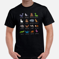 Camping T-Shirt - Presents, Gift Ideas for Bird & Nature Lovers, Birdwatchers, Birders - Happy Camper Shirt - Animals of The World T-Shirt - Black, Men