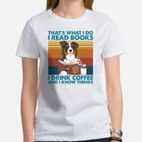 Australian Shepherd Dog Clothes - Canine Tee Shirts For Humans - Gifts for Dog Lovers - I Read Books, Drink Coffee & Know Things Shirt - White, Women