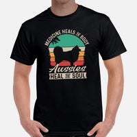 Australian Shepherd Dog Themed Clothes & Attire - Canine Tee Shirts For Humans - Gifts for Dog Lovers - Aussies Heal The Soul T-Shirt - Black, Men