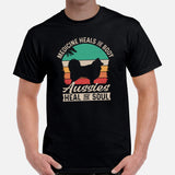 Australian Shepherd Dog Themed Clothes & Attire - Canine Tee Shirts For Humans - Gifts for Dog Lovers - Aussies Heal The Soul T-Shirt - Black, Men