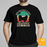 Australian Shepherd Dog Themed Clothes & Attire - Canine Tee Shirts For Humans - Gifts for Dog Lovers - Aussies Heal The Soul T-Shirt - Black, Plus Size