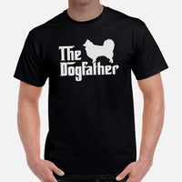 Australian Shepherd Dog Themed Clothes, Attire - Funny Canine Tee Shirts For Humans - Gifts for Dog Dads & Lovers - The Dogfather Shirt - Black, Men