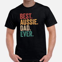 Australian Shepherd Dog Themed Clothes - Canine Tee Shirts For Humans - Gifts for Dog Dads & Lovers - Vintage Best Aussie Dad Ever Tee - Black, Men