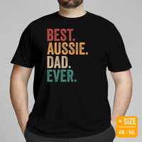 Australian Shepherd Dog Themed Clothes - Canine Tee Shirts For Humans - Gifts for Dog Dads & Lovers - Vintage Best Aussie Dad Ever Tee - Black, Plus Size