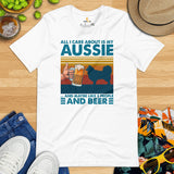 Australian Shepherd Dog Themed Clothes - Canine Tee Shirts For Humans - Gifts for Dog Lovers - All I Care About Is My Aussie & Beer Tee - White