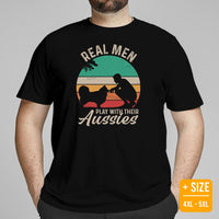 Australian Shepherd Dog Themed Clothes - Canine Tee Shirts For Humans - Gifts for Dog Lovers - Real Men Play With Their Aussies T-Shirt - Black, Plus Size