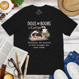 Australian Shepherd Dog Themed Clothes - Funny Canine Tee Shirts For Humans - Gifts for Dog Lovers - Dogs, Books And Coffee T-Shirt - Black