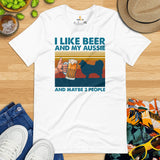 Australian Shepherd Dog Themed Clothes - Funny Canine Tee Shirts For Humans - Gifts for Dog Lovers - I Like Beer And My Aussie T-Shirt - White