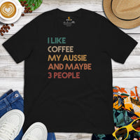 Australian Shepherd Dog Themed Clothes - Funny Canine Tee Shirts For Humans - Gifts for Dog Lovers - I Like Coffee & My Aussie T-Shirt - Black