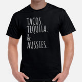 Australian Shepherd Dog Themed Clothes - Funny Canine Tee Shirts For Humans - Gifts for Dog Lovers - Tacos, Tequila And Aussies T-Shirt - Black, Men