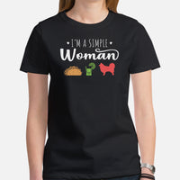 Australian Shepherd Dog Themed Clothes - Funny Canine Tee Shirts For Humans - Gifts for Dog Moms & Lovers - I'm A Simple Woman T-Shirt - Black, Women