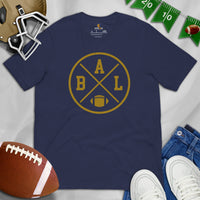 Baltimore Football Emblem Fanatic Vintage Graphic T-Shirt: Retro Style, Ideal Gifts for Him & Her, Football Fans - Game Day Shirt - Navy