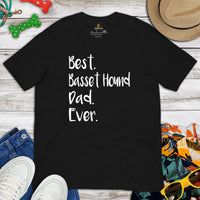 Basset Hound Dog Themed Clothes, Attire - Canine Tee Shirts For Humans - Gifts for Dog Dads & Lovers - Best Basset Hound Dad Ever Shirt - Black
