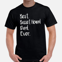 Basset Hound Dog Themed Clothes, Attire - Canine Tee Shirts For Humans - Gifts for Dog Dads & Lovers - Best Basset Hound Dad Ever Shirt - Black, Men