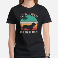 Basset Hound Dog Themed Clothes & Attire - Canine Tee Shirts For Humans - Gifts for Dog Lovers - I've Got Friends In Low Places T-Shirt - Black, Women