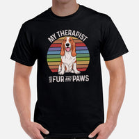 Basset Hound Dog Themed Clothes & Attire - Canine Tee Shirts For Humans - Gifts for Dog Lovers - My Therapist Has Fur And Paws T-Shirt - Black, Men