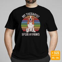 Basset Hound Dog Themed Clothes & Attire - Canine Tee Shirts For Humans - Gifts for Dog Lovers - My Therapist Has Fur And Paws T-Shirt - Black, Plus Size