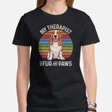 Basset Hound Dog Themed Clothes & Attire - Canine Tee Shirts For Humans - Gifts for Dog Lovers - My Therapist Has Fur And Paws T-Shirt - Black, Women