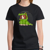 Basset Hound Dog Themed Clothes & Attire - Cute Dinosaur Costume T-Shirt - Funny Canine Tee Shirts For Humans - Gifts for Dog Lovers - Black, Women