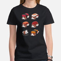 Basset Hound Dog Themed Clothes & Attire - Funny Canine Tee Shirts For Humans - Gifts for Dog Moms, Dads & Lovers - Cute Sushi T-Shirt - Black, Women