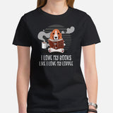 Basset Hound Dog Themed Clothes - Canine Tee Shirts For Humans - Gifts for Dog Lovers - I Love My Book Like I Love My Coffee T-Shirt - Black, Women