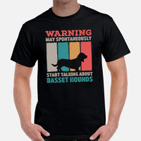 Basset Hound Dog Themed Clothes - Canine Tee Shirts For Humans - Gifts for Dog Lovers - May Start Talking About Basset Hounds T-Shirt - Black, Men