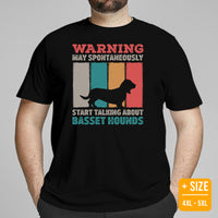 Basset Hound Dog Themed Clothes - Canine Tee Shirts For Humans - Gifts for Dog Lovers - May Start Talking About Basset Hounds T-Shirt - Black, Plus Size