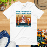 Basset Hound Dog Themed Clothes - Canine Tee Shirts For Humans - Gifts for Dog Lovers - Time Spent With Dogs & Beer Is Never Wasted Tee - White