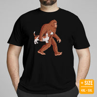 Basset Hound Dog Themed Clothes - Canine Tee Shirts For Humans - Gifts for Yeti & Dog Lovers - Bigfoot Carrying A Basset Hound T-Shirt - Black, Plus Size