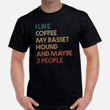 Basset Hound Dog Themed Clothes - Funny Canine Tee Shirts For Humans - Gifts for Dog Lovers - I Like Coffee And My Basset Hound T-Shirt - Black, Men