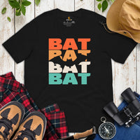 Bat 80s Retro Aesthetic T-Shirt - Flying Fox Shirt - Night Shift Shirt - Ideal Gift for Bat & Animal Lover - Biology & Zoology Shirt - Black