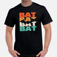 Bat 80s Retro Aesthetic T-Shirt - Flying Fox Shirt - Night Shift Shirt - Ideal Gift for Bat & Animal Lover - Biology & Zoology Shirt - Black, Men