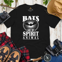 Bats Are My Spirit Animal T-Shirt - Flying Fox Shirt - Night Shift Shirt - Ideal Gift for Bat & Animal Lover - Biology & Zoology Shirt - Black