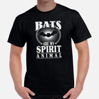 Bats Are My Spirit Animal T-Shirt - Flying Fox Shirt - Night Shift Shirt - Ideal Gift for Bat & Animal Lover - Biology & Zoology Shirt - Black, Men