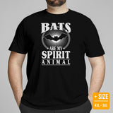 Bats Are My Spirit Animal T-Shirt - Flying Fox Shirt - Night Shift Shirt - Ideal Gift for Bat & Animal Lover - Biology & Zoology Shirt - Black, Plus Size