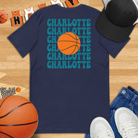 Bday & Christmas Gift Ideas for Basketball Lover, Coach & Player - Senior Night, Game Outfit & Attire - Charlotte B-ball Fanatic Shirt - Navy