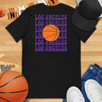 Bday & Christmas Gift Ideas for Basketball Lovers, Coach & Player - Senior Night, Game Outfit & Attire - Los Angeles B-ball Fanatic Tee - Black