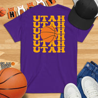 Bday & Christmas Gift Ideas for Basketball Lovers, Coach & Player - Senior Night, Game Outfit & Attire - Utah B-ball Fanatic T-Shirt - Purple