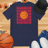 Bday & Christmas Gift Ideas for Basketball Lovers, Coach & Players - Senior Night, Game Outfit & Attire - Washington B-ball Fanatic Tee - Navy