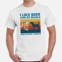 Beagle Dog Themed Clothes & Attire - Gifts for Beer & Dog Lovers - Funny Canine Tee Shirts For Humans - I Like Beer & My Beagle T-Shirt - White, Men