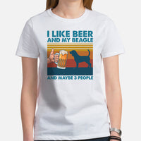 Beagle Dog Themed Clothes & Attire - Gifts for Beer & Dog Lovers - Funny Canine Tee Shirts For Humans - I Like Beer & My Beagle T-Shirt - White, Women