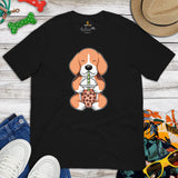 Beagle Dog Themed Clothes & Attire - Gifts for Dog Lovers - Funny Canine Tee Shirts For Humans - Beagle Enjoying A Bubble Tea Cup Shirt - Black