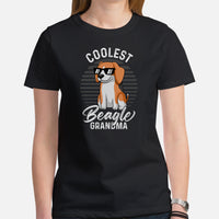 Beagle Dog Themed Clothes & Attire - Gifts for Dog Lovers - Funny Canine Tee Shirts, Outfit For Humans - Coolest Beagle Grandma T-Shirt - Black, Women