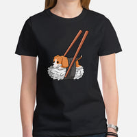 Beagle Dog Themed Clothes & Attire - Gifts for Dog Moms, Dads & Lovers - Funny Canine Tee Shirts For Humans - Cute Nigiri Sushi T-Shirt - Black, Women