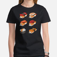 Beagle Dog Themed Clothes & Attire - Gifts for Dog Moms, Dads & Lovers - Funny Canine Tee Shirts For Humans - Cute Sushi T-Shirt - Black, Women